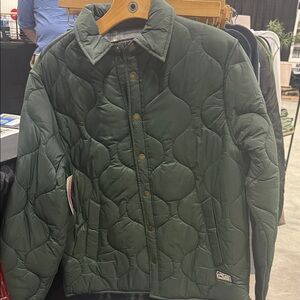 Men's Quilted Green Button-Front Jacket
